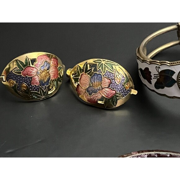 Vintage Lot Of 19 Cloisonné Jewelry Lot Bracelets Bangles Necklaces Pendant, etc - Picture 13 of 16